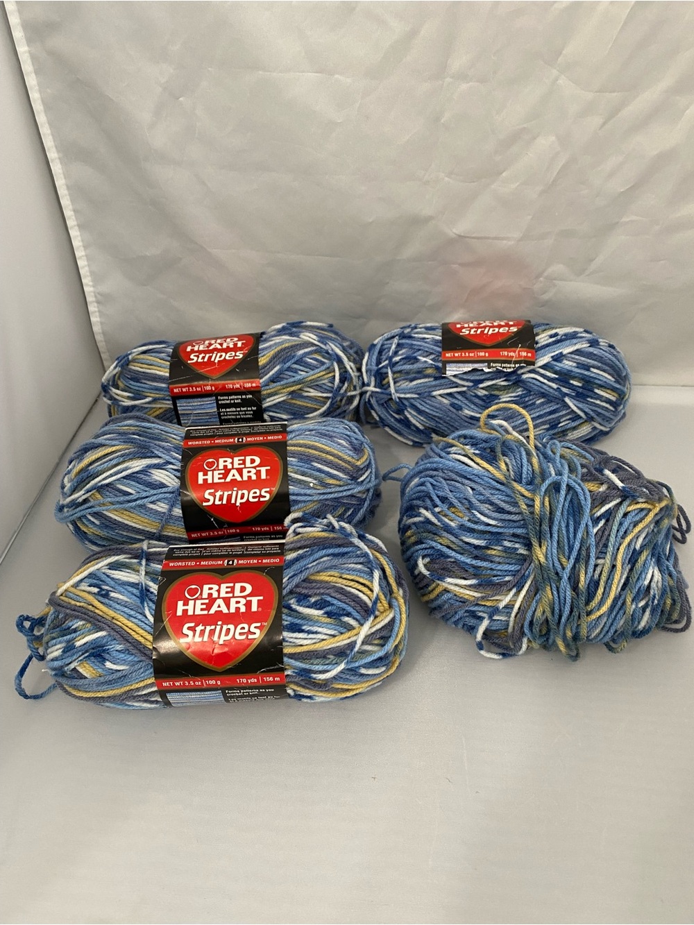 Red Heart Stripes Variegated Yarn-Denim Stripes